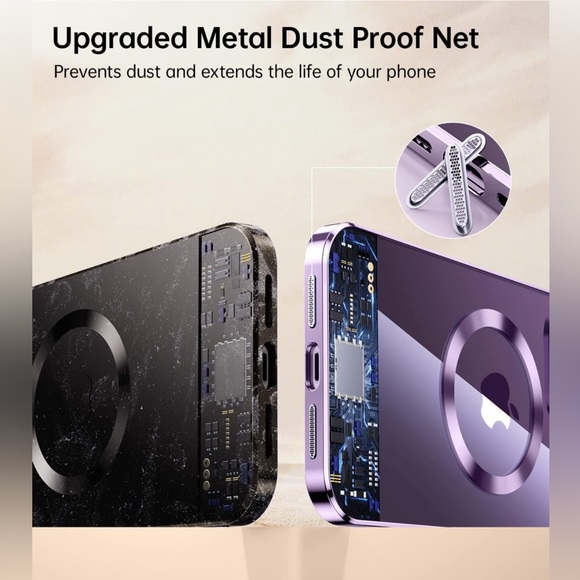 Magnetic Clear for iPhone 14 Pro Max Case withFull Camera Protection Deep Purple - Picture 6 of 6